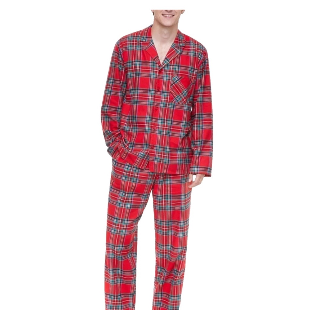Men’s Holiday Christmas Brinkley Plaid Red 2 Piece Pajama Set XXL